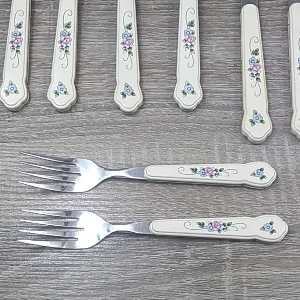 Vintage Tea Rose Pfaltzgraff utensil matching set silverware set - Picture 5 of 8